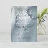 ミスティー ブルー グレー 海 オーシャン ウォーターカラー ブライダル シャワー 招待状 (スタンド正面)