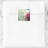 ミスティ列車のトラック&レッドツリーの写真 – キッチン スクエアシール (バッグ)