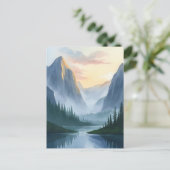 ミスティ山脈自然水色絵を描の ポストカード (スタンド正面)