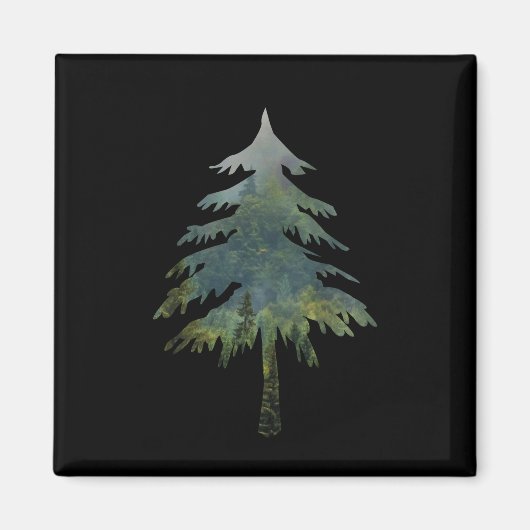 ミスティ松の木が野生の森に マグネット (正面)