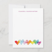 ミスティ水カラーハート パーソナライズされた ノートカード (正面)