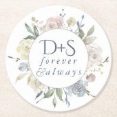 ミスティ湖 |埃っぽいフローラは常に永遠にモノグラム ラウンドペーパーコースター (正面)