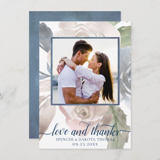 ミスティ湖 |愛らしい柔らかい埃っぽい色合いフローラ写真 サンキューカード (正面/裏面)