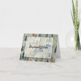 ミスティ男らしフォレスト折り畳み感謝メモ サンキューカード