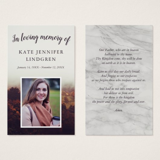 ミスティ秋の写真祈りの言葉カード (正面&裏面)