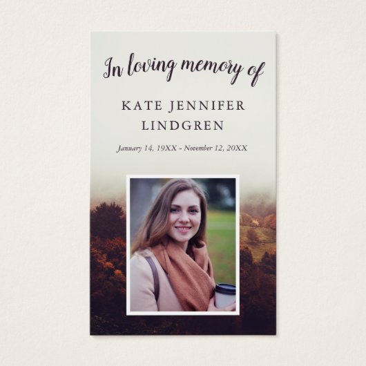 ミスティ秋の写真祈りの言葉カード (正面)