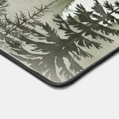 ミスティ素朴フォレストグリーン&ホワイトモノグラム デスクマット (コーナー)