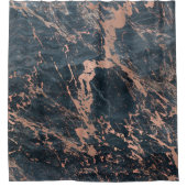 ミスティ素朴ブルー&バラ金ゴールドピンクグラムマーブル シャワーカーテン (正面)