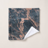 ミスティ素朴ブルー&バラ金ゴールドピンクグラムマーブル バスタオルセット (ウォッシュタオル)