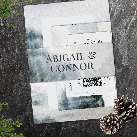 ミスティ素朴マウンテンレイクウォーター色 招待状ベリーバンド