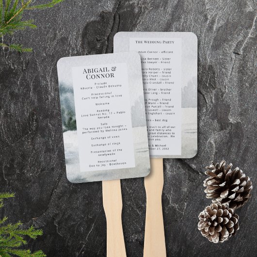 ミスティ素朴マウンテン湖水彩画 ハンドファン