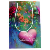 ミスティ花とハートバレンタイン ミディアムペーパーバッグ (正面)