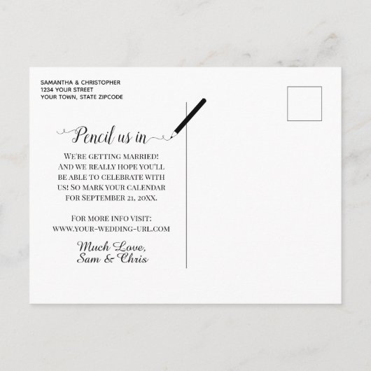 ミスティ青い山の楕円形の写真の日付を保存 案内ポストカード (裏面)