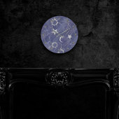 ミスティ魅力的ク|シルバームーンスターズサンアミュレット ラウンド壁時計