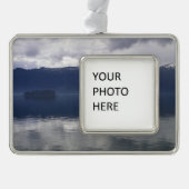 ミスティ・アラスカン海の色合い シルバープレートフレームオーナメント (正面)