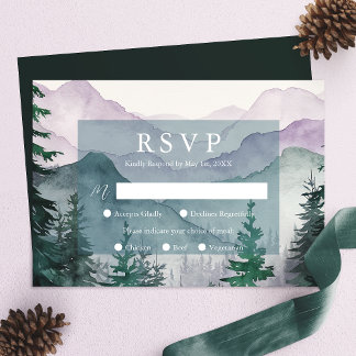 ミスティ マウンテン フォレスト ウェディング RSVP カード