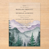 ミスティ・マウンテン・フォレスト・ウォーターカラー・ウェディング アクリル招待状 (正面)