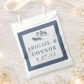 ミスティ マウンテン ブルー グレー ホワイト エレガント ボーダー フェイバーバッグ (クリップ留めされた状態)