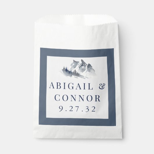 ミスティ マウンテン ブルー グレー ホワイト エレガント ボーダー フェイバーバッグ (正面)