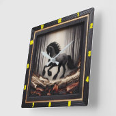 ミスティGallop:カスタマイズ可能なチャールド木材フリージアン スクエア壁時計 (傾斜)