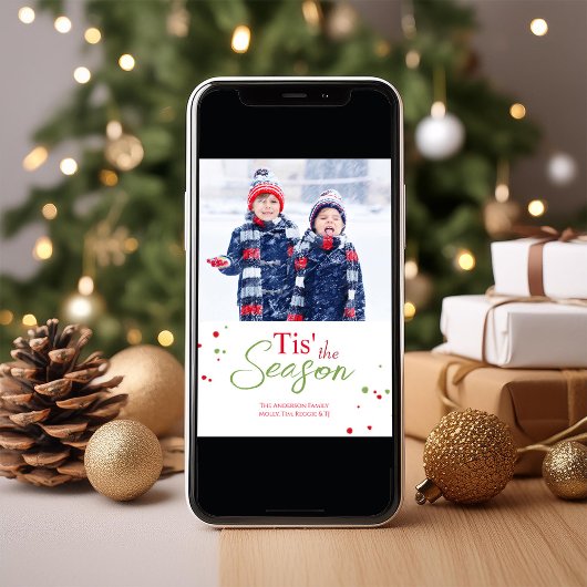 ミステッメリートレかわいいクリスマスワンフォト シーズンカード