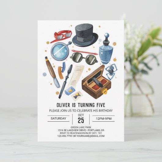 ミステリお洒落ー探偵誕生日 招待状 (スタンド正面)