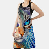 ミステリアスなキャットブルー海ウェーブシュルレアリズム エプロン (インサイチュ)