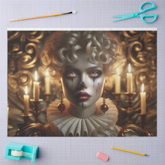 ミステリアスなハーレクイン女性デコペ紙 薄葉紙 (クラフト)