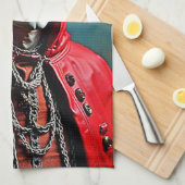ミステリアスなフードスカル姿 キッチンタオル (四つ折り)