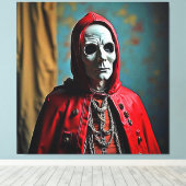 ミステリアスなフードスカル姿 キャンバスプリント (インサイチュ (ウッドフロア))