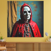 ミステリアスなフードスカル姿 キャンバスプリント (インサイチュ (リビング))