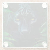 ミステリアスなブラックパンサージャングルワイルドライフデザイン ガラスコースター (裏面)