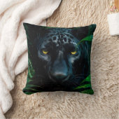 ミステリアスなブラックパンサージャングルワイルドライフデザイン クッション (ブランケット)