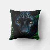 ミステリアスなブラックパンサージャングルワイルドライフデザイン クッション (裏面)