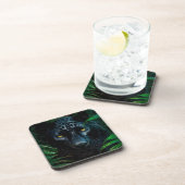 ミステリアスなブラックパンサージャングルワイルドライフデザイン コースター (右側)