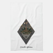 ミステリアスなブロンズとブラックグリッターの仮装 キッチンタオル (縦)