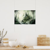 ミステリアスなミストフォレストウォーターの色 ポスター (キッチン)