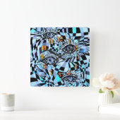 ミステリアスなモダンポストオールビジーアイウォーターの色 スクエア壁時計 (ホーム)