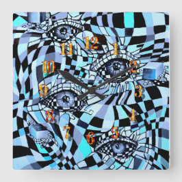 ミステリアスなモダンポストオールビジーアイウォーターの色 スクエア壁時計