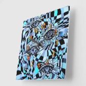 ミステリアスなモダンポストオールビジーアイウォーターの色 スクエア壁時計 (傾斜)