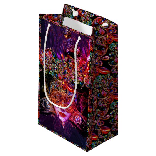 ミステリアスな仮装ボール美しいマスク スモールペーパーバッグ (正面アングル)