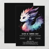 ミステリアスな強烈なドラゴン誕生日 招待状 (正面/裏面)