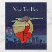 ミステリアスな浮いている女性シティライトムーンブルー ワインラベル (シングルラベル)