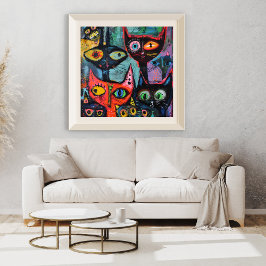 ミステリアスな猫たちお洒落 – アートプリント ポスター