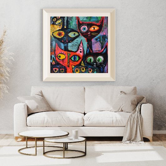 ミステリアスな猫たちお洒落 – アートプリント ポスター