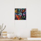 ミステリアスな猫たちお洒落 – アートプリント ポスター (キッチン)