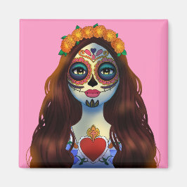 ミステリアスな砂糖スカル女性 マグネット