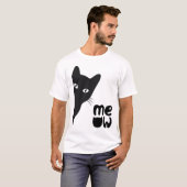 ミステリアスな黒猫 – ミニマルデザイン Tシャツ (正面フル)