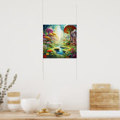 ミステリアスカラフルな超現実自然ランド ポスター (キッチン)