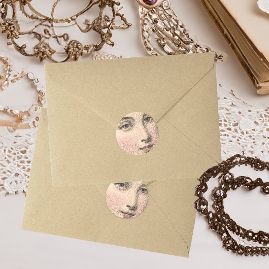 ミステリアススマイルの美フランスの女ヴィンテージ ラウンドシール